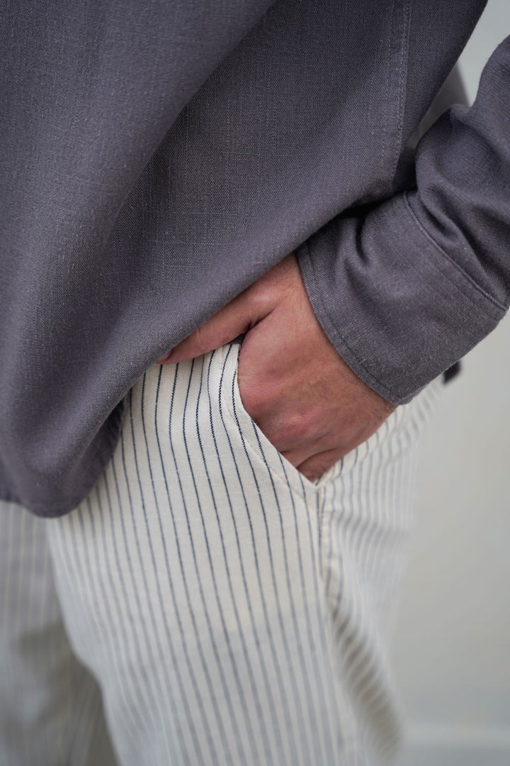 ECRU EASY PINSTRIPE TROUSERS