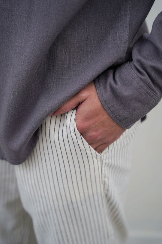 ECRU EASY PINSTRIPE TROUSERS