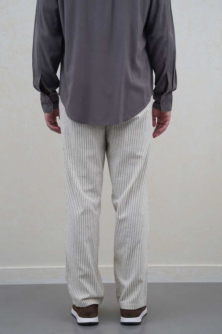 ECRU EASY PINSTRIPE TROUSERS