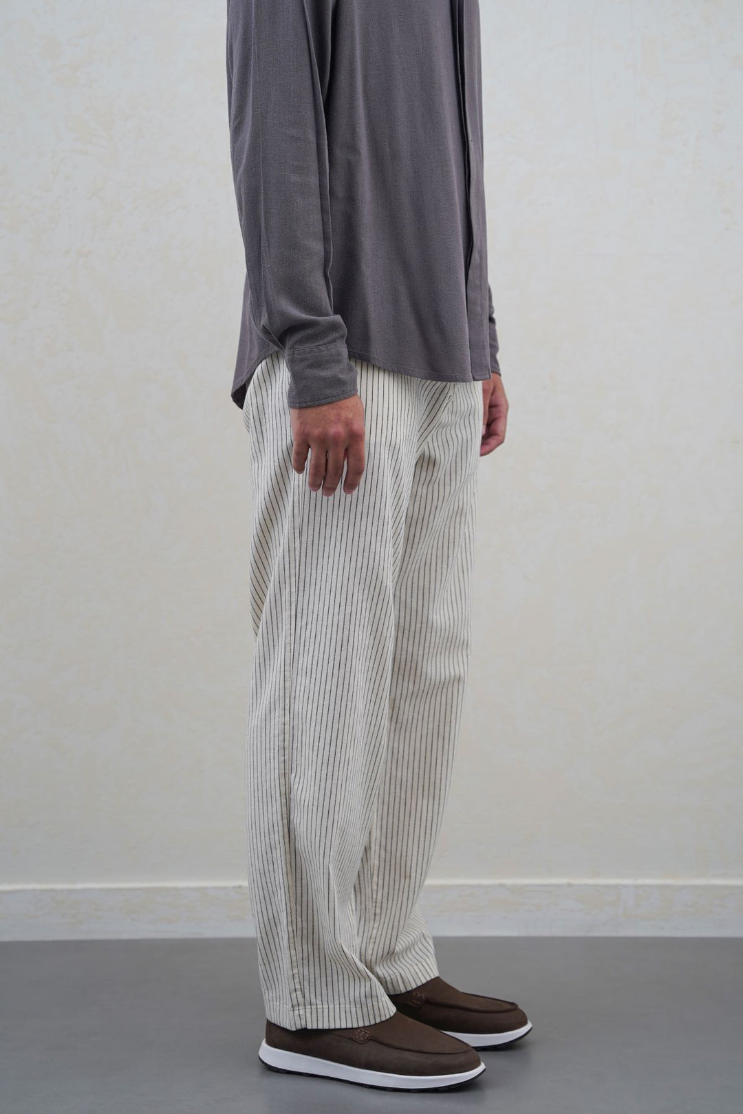 ECRU EASY PINSTRIPE TROUSERS