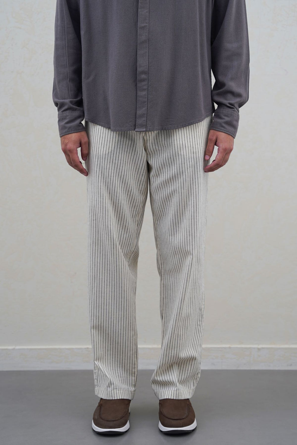 ECRU EASY PINSTRIPE TROUSERS