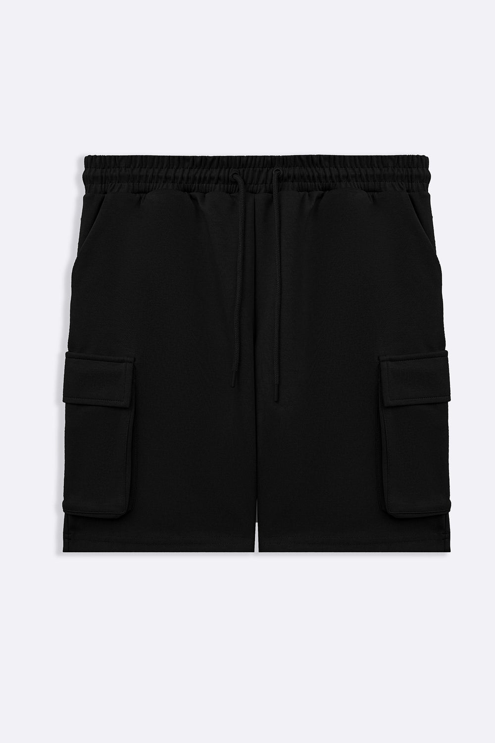 BLACK NEOPRENE CARGO SHORTS
