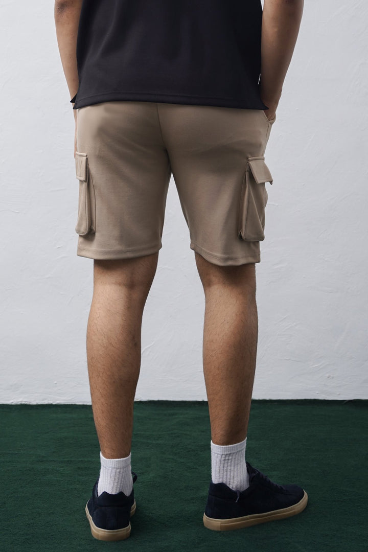 KHAKI NEOPRENE CARGO SHORTS