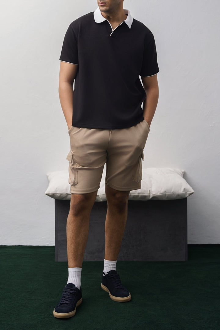 KHAKI NEOPRENE CARGO SHORTS