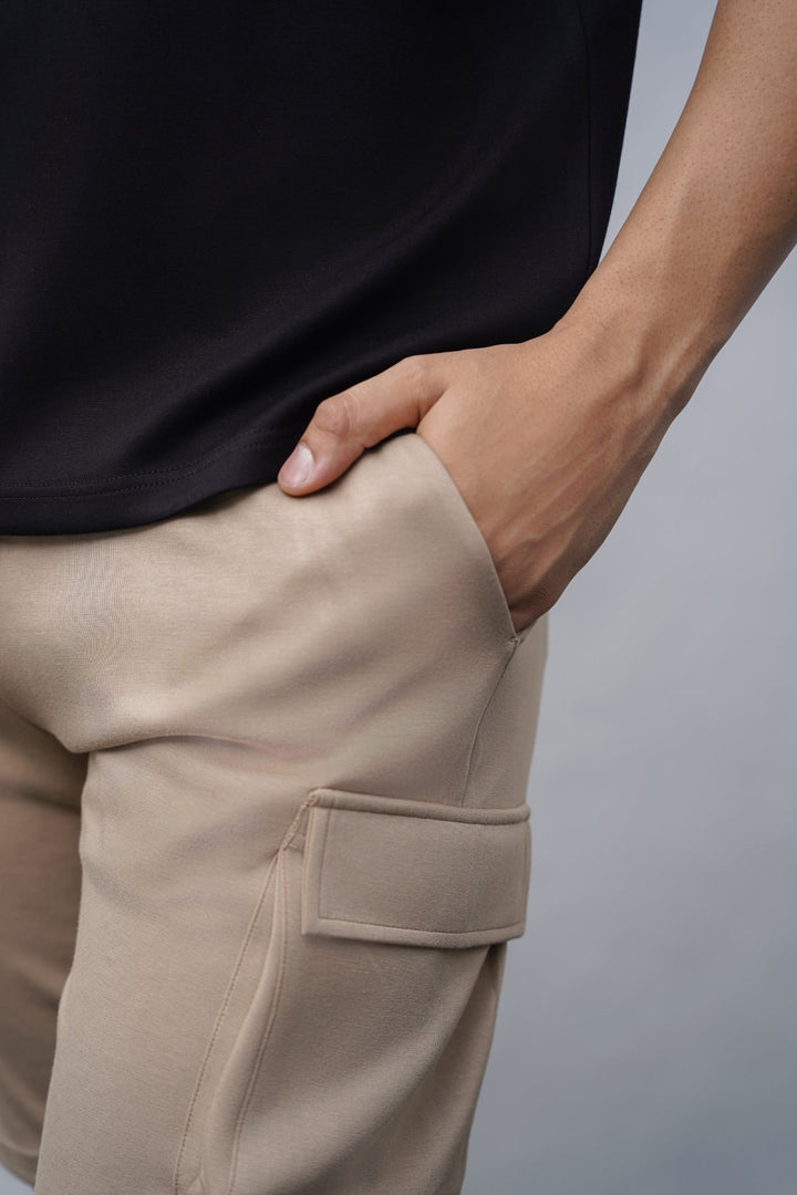 KHAKI NEOPRENE CARGO SHORTS