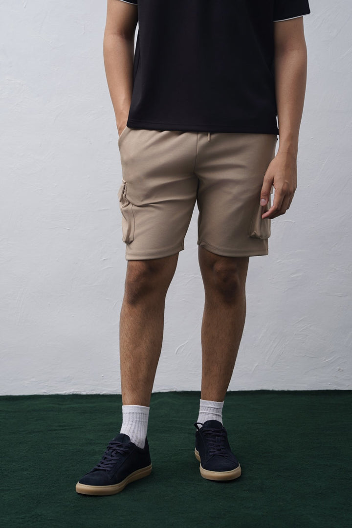 KHAKI NEOPRENE CARGO SHORTS