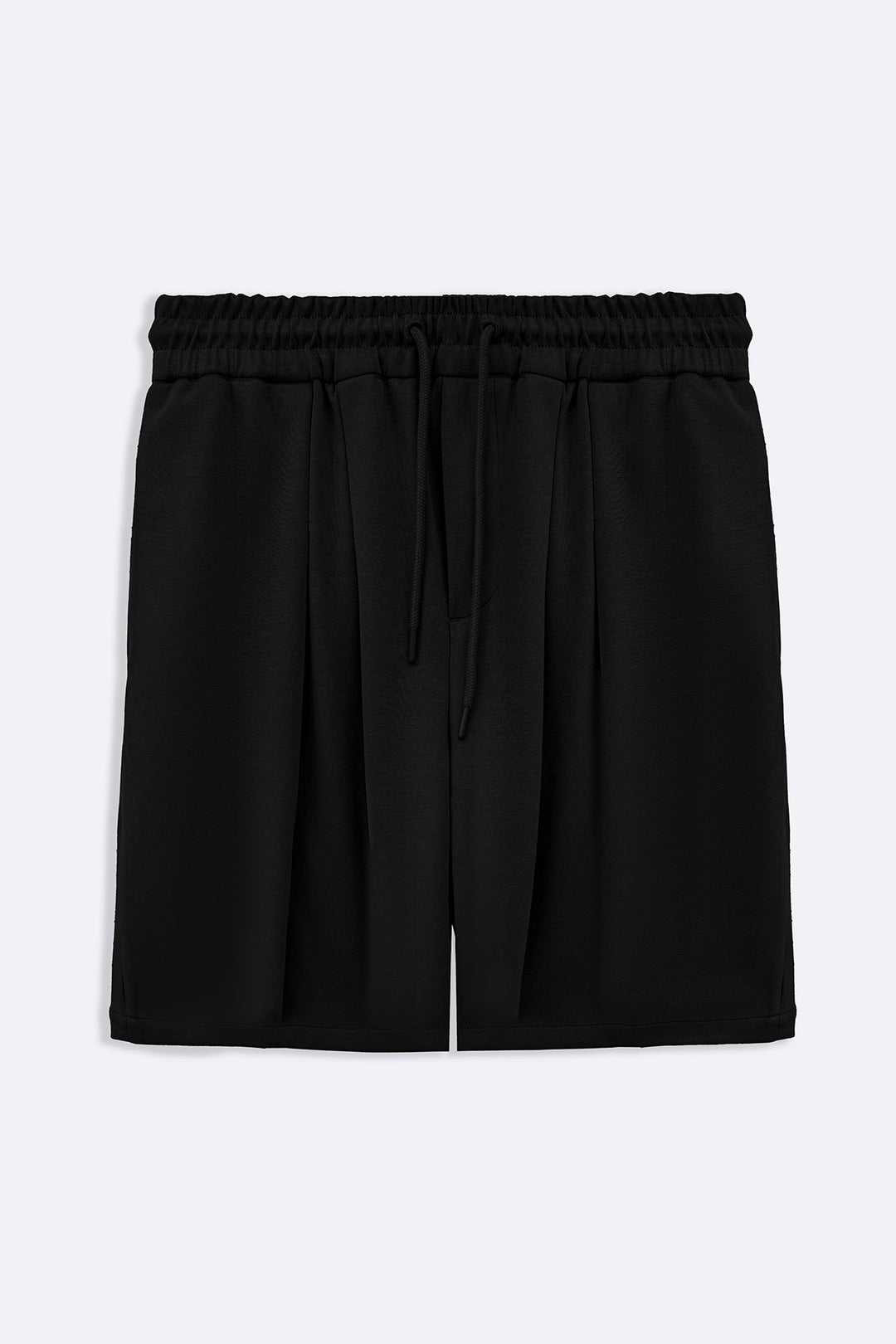 BLACK KNITTED EASY SHORTS