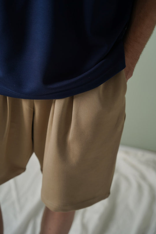 KHAKI KNITTED EASY SHORTS