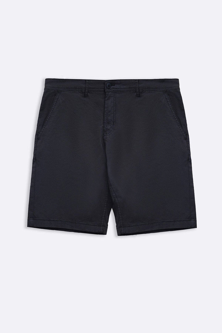 BLACK PRINTED CHINO SHORTS