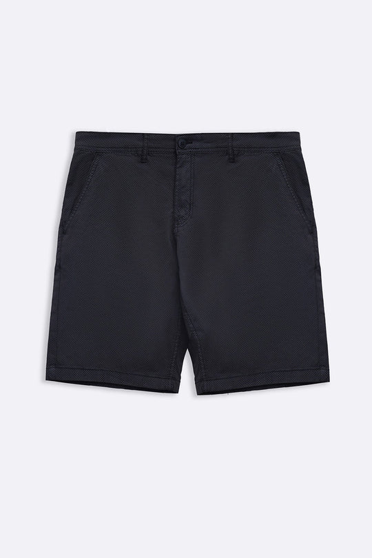 BLACK PRINTED CHINO SHORTS