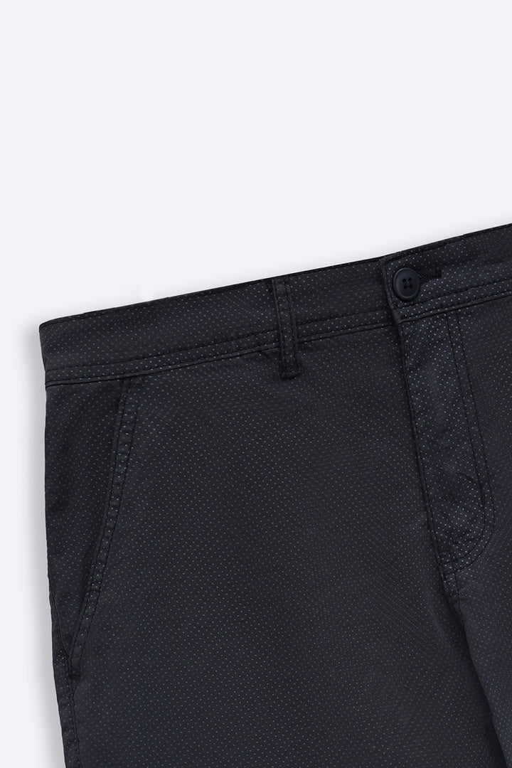 BLACK PRINTED CHINO SHORTS