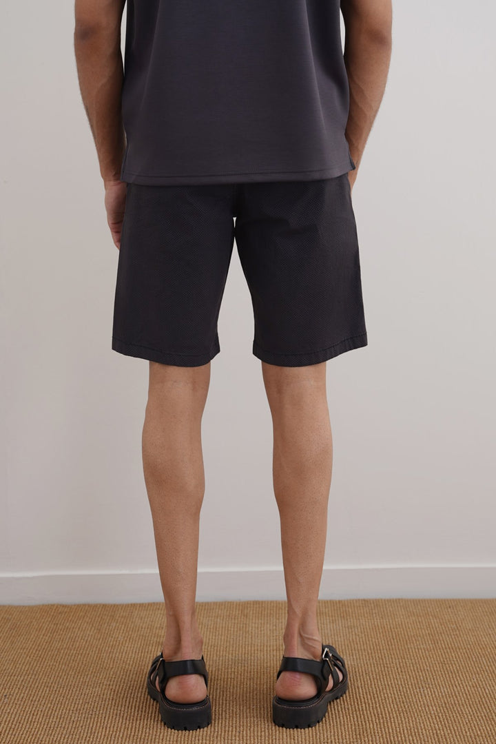 BLACK PRINTED CHINO SHORTS