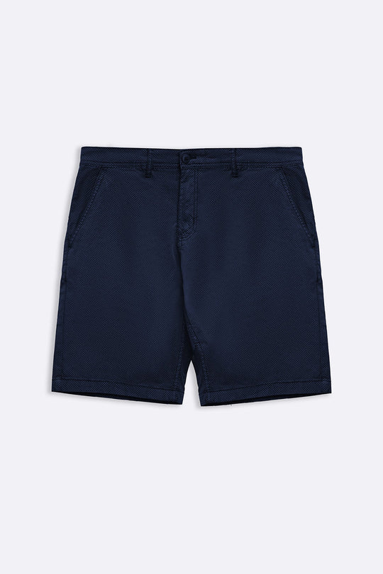 NAVY PRINTED CHINO SHORTS
