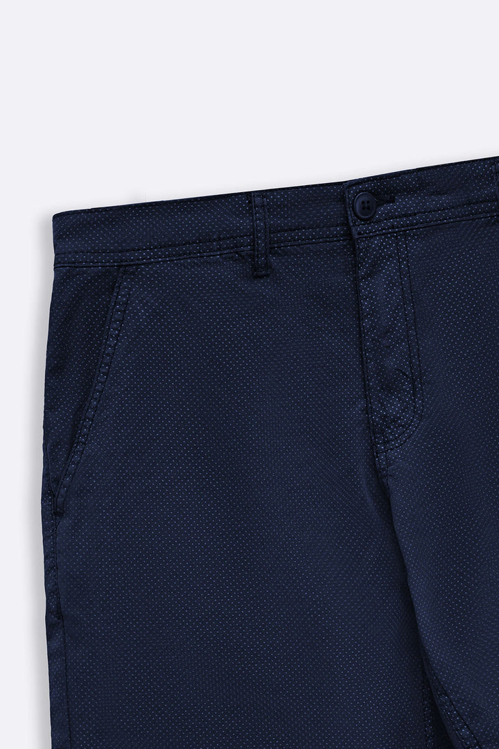 NAVY PRINTED CHINO SHORTS