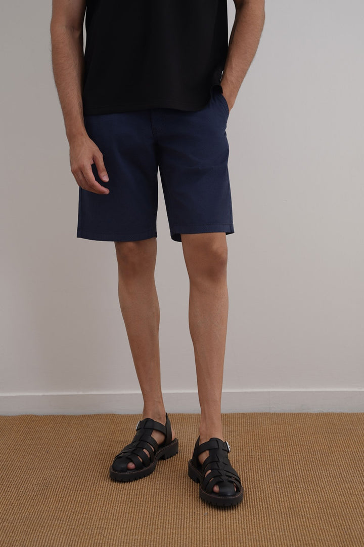 NAVY PRINTED CHINO SHORTS