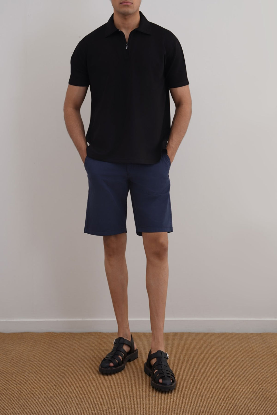 NAVY PRINTED CHINO SHORTS