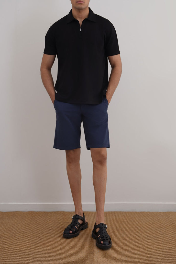 NAVY PRINTED CHINO SHORTS