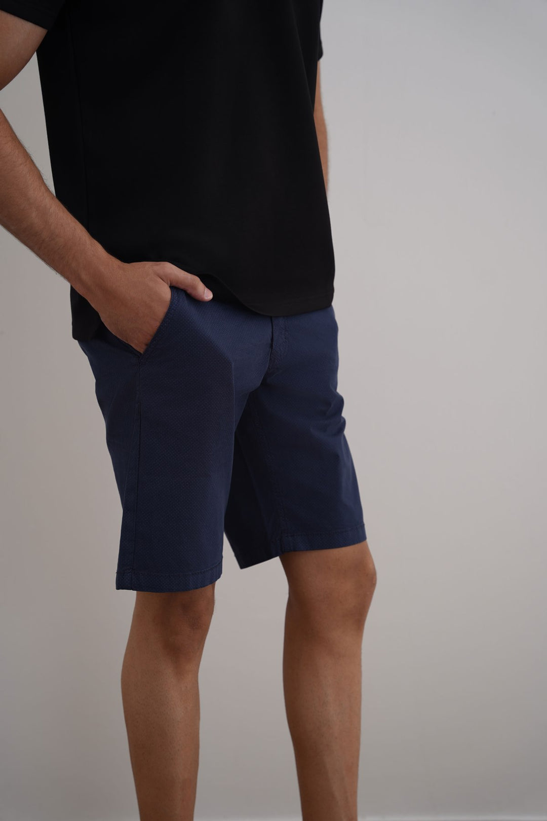 NAVY PRINTED CHINO SHORTS