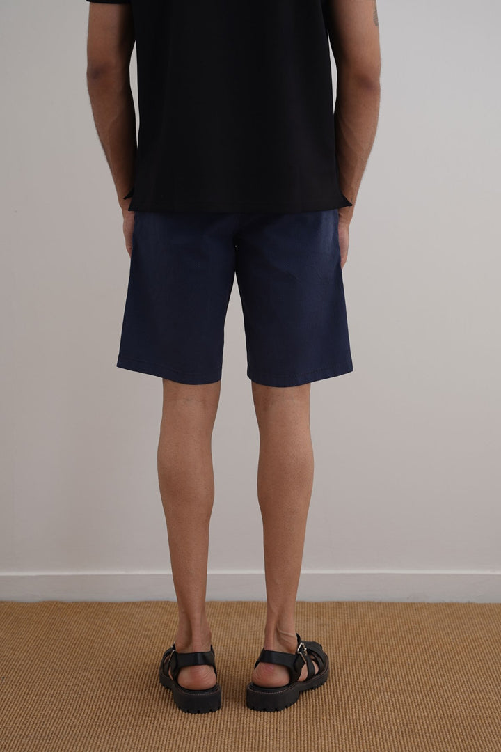 NAVY PRINTED CHINO SHORTS