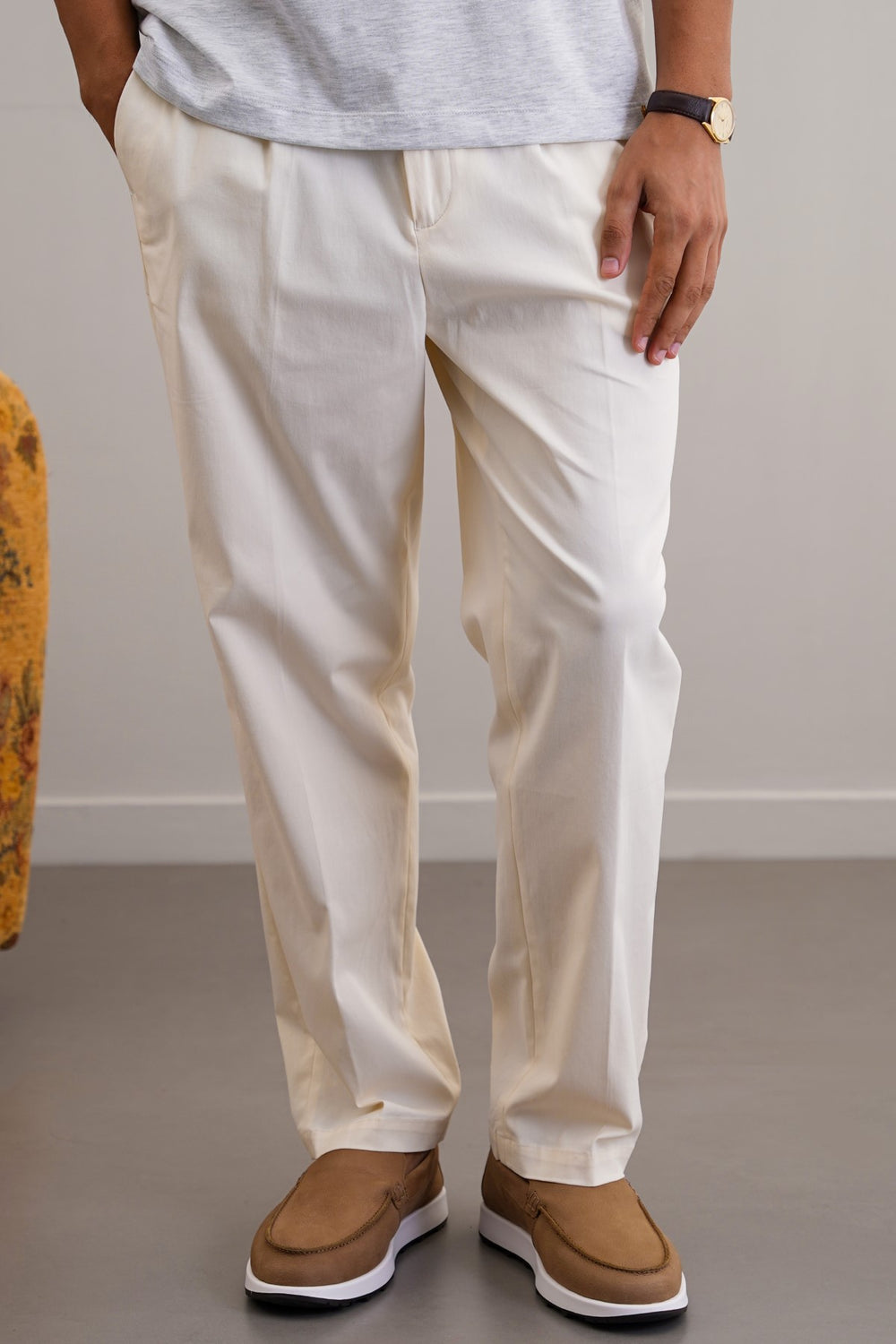 OFF WHITE LIGHT COTTON PANTS