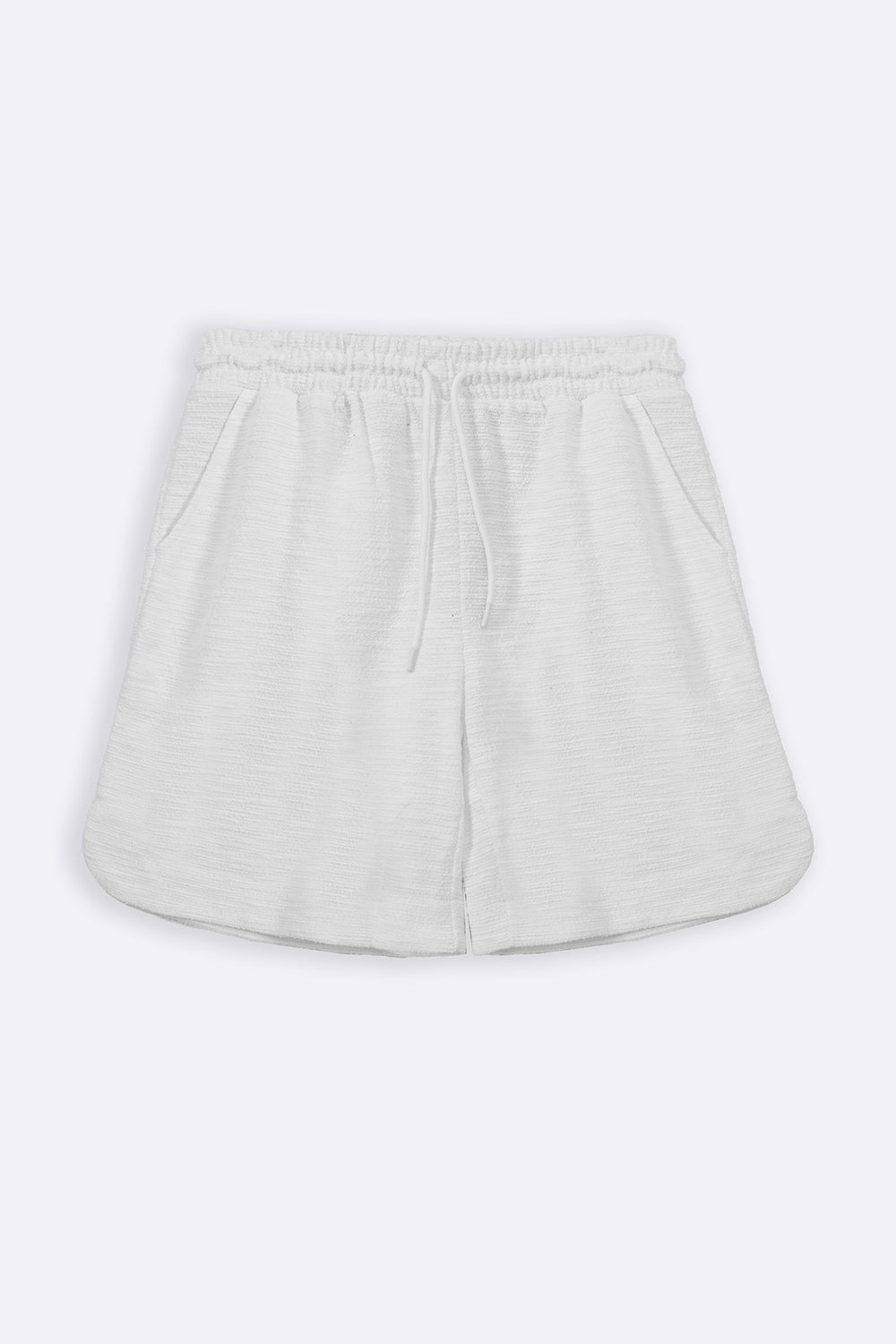 WHITE BOUCLE-KNIT SHORTS