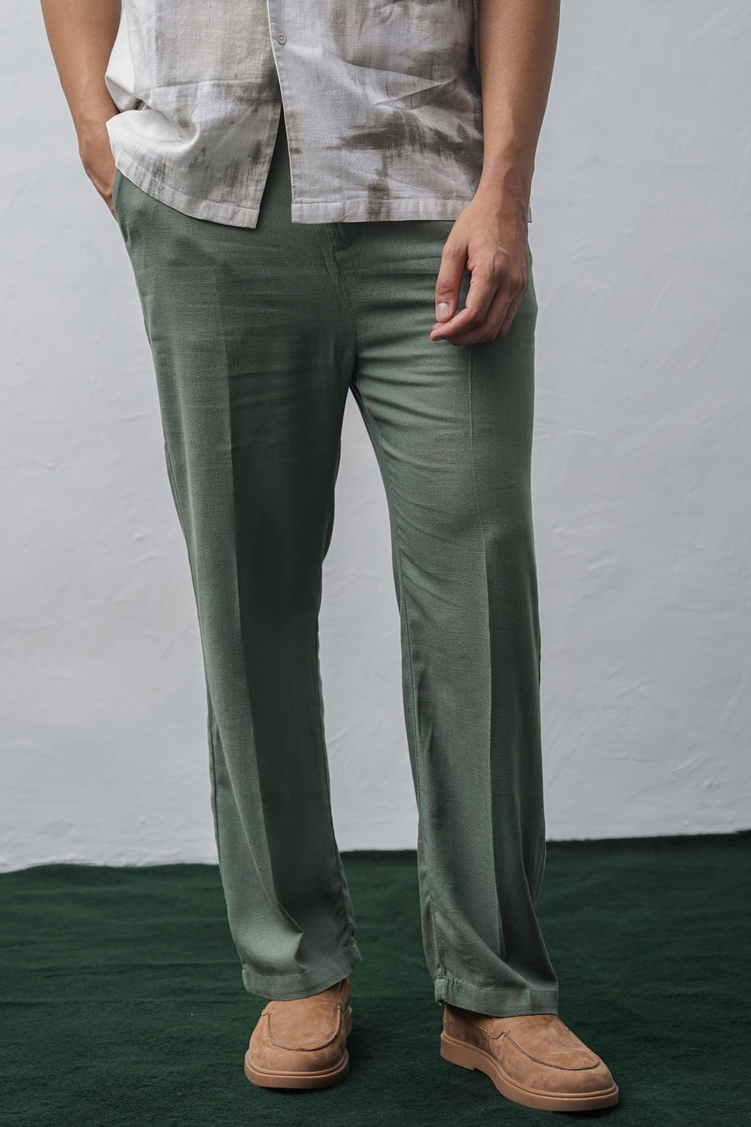 GREEN RELAXED TROUSERS