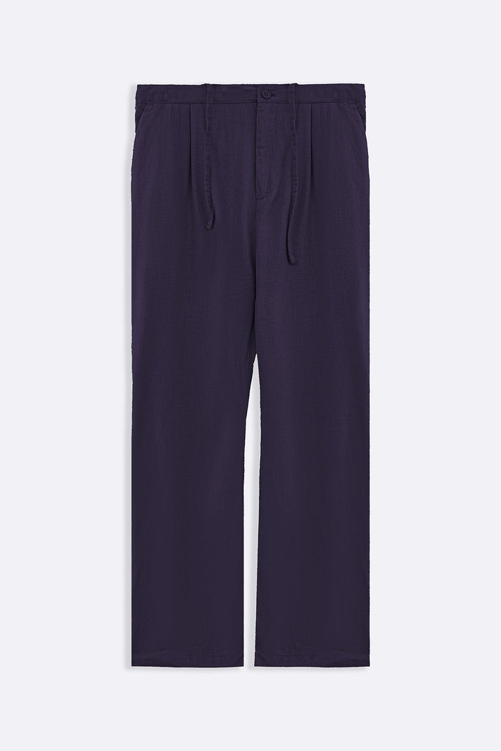 MELANGE NAVY RELAXED TROUSERS