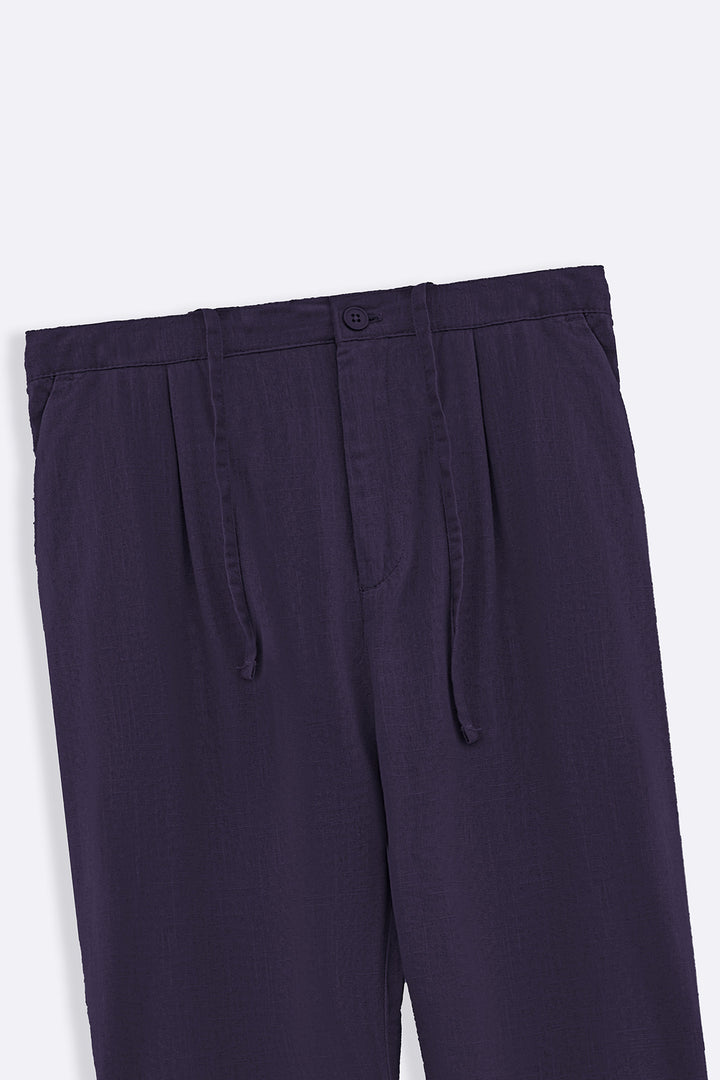 MELANGE NAVY RELAXED TROUSERS
