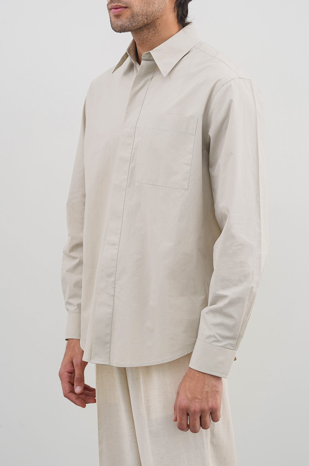 BEIGE POPLIN SHIRT