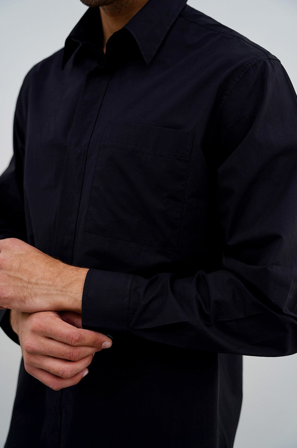 BLACK POPLIN SHIRT