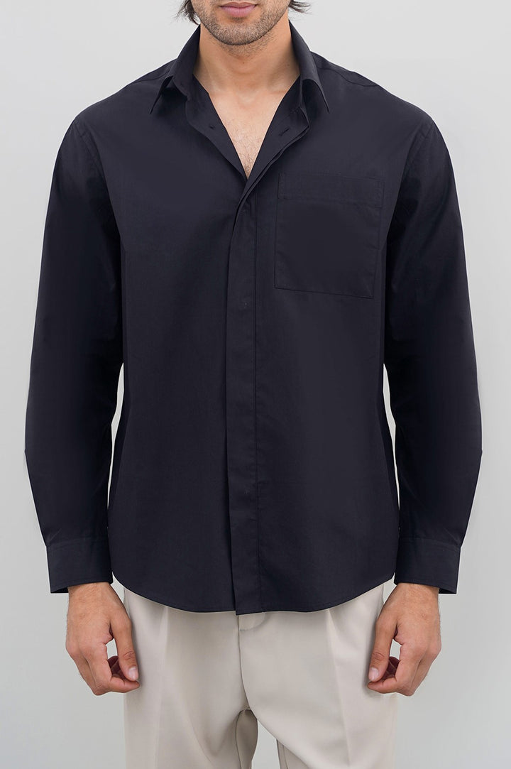 BLACK POPLIN SHIRT