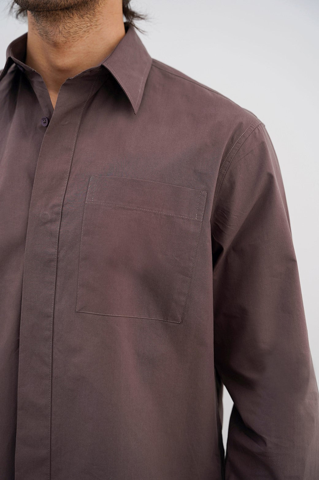 BROWN POPLIN SHIRT