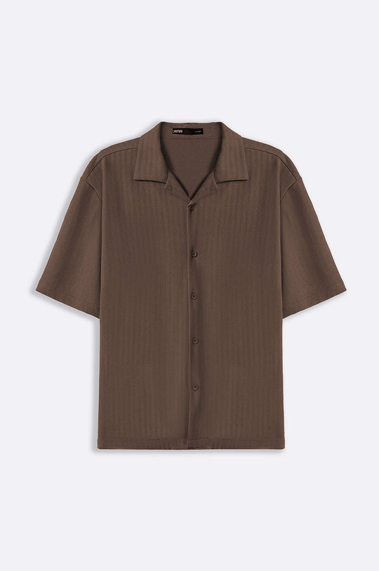 DARK BROWN TEXTURED SAFARI SHIRT