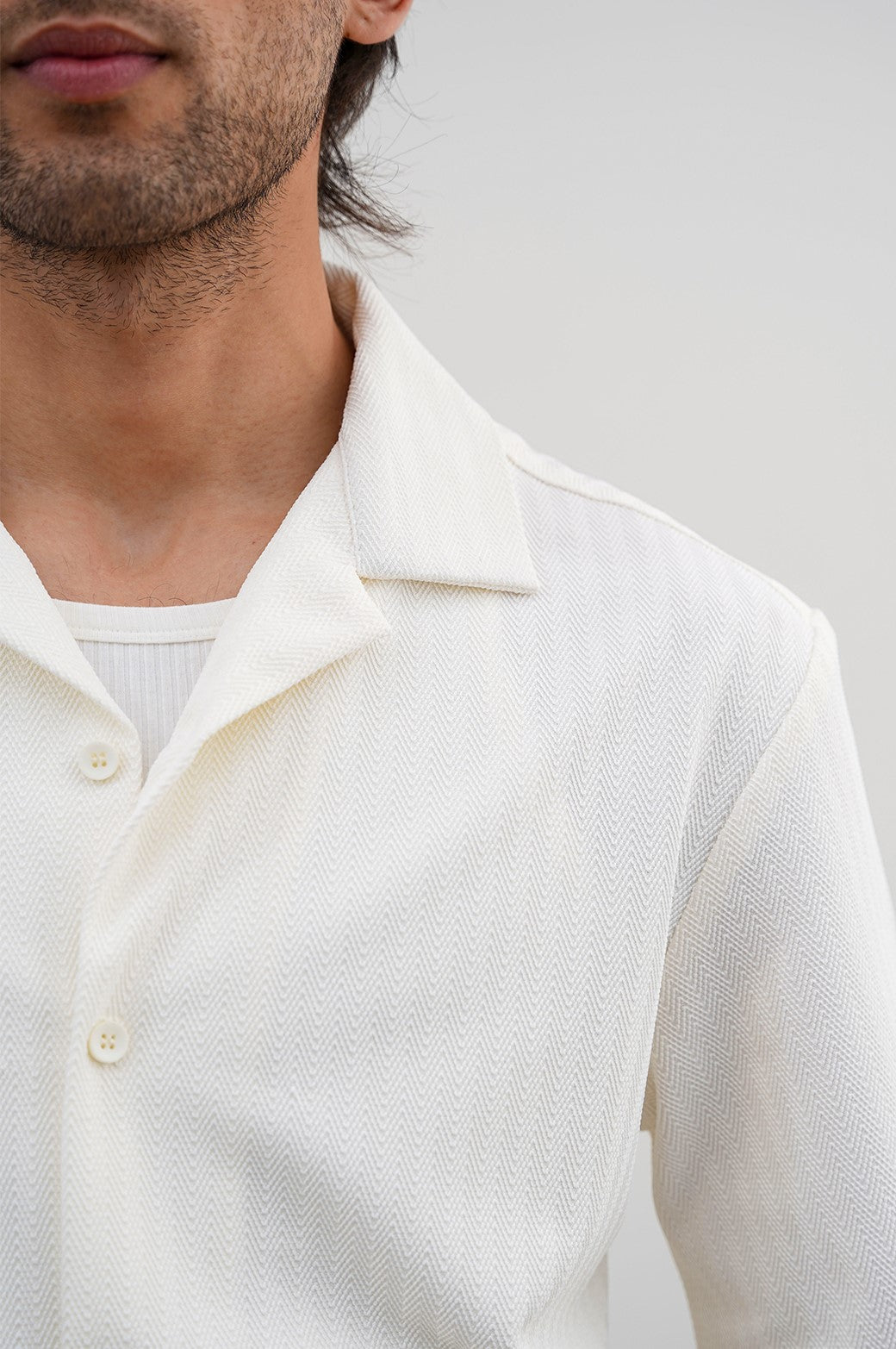 IVORY TEXTURED SAFARI SHIRT