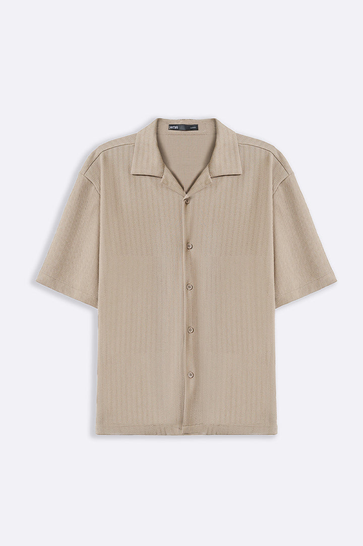 TAUPE TEXTURED SAFARI SHIRT