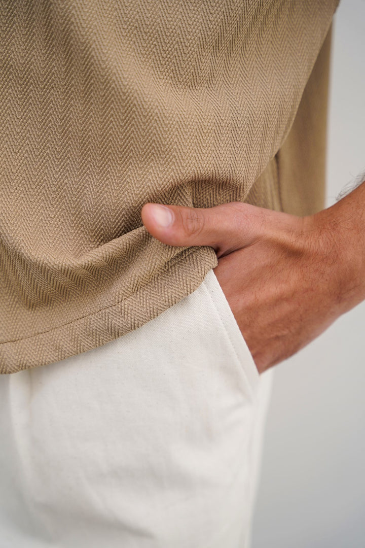 TAUPE TEXTURED SAFARI SHIRT