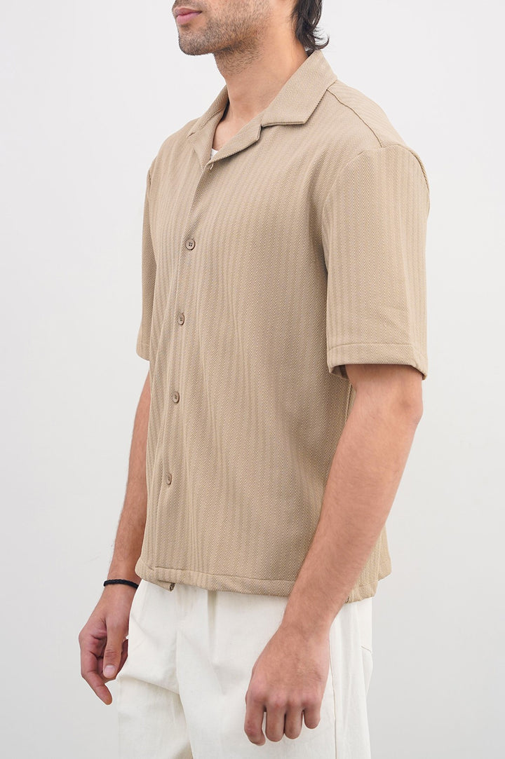 TAUPE TEXTURED SAFARI SHIRT