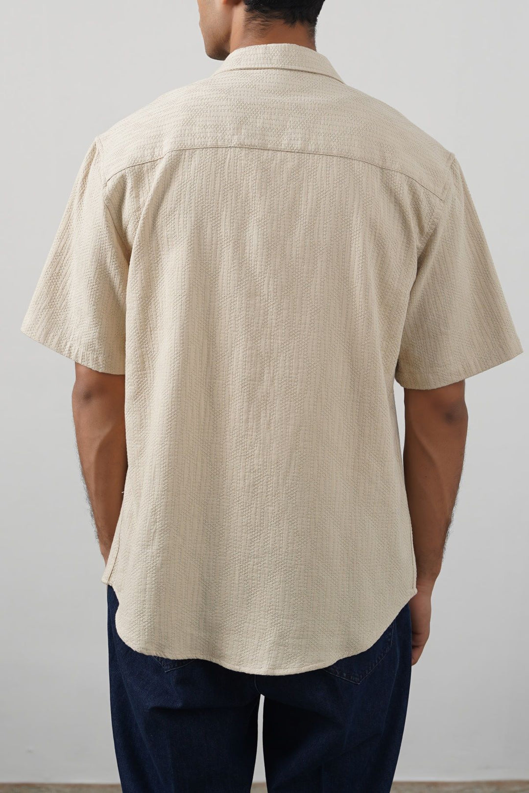 BEIGE JACQUARD COTTON SHIRT