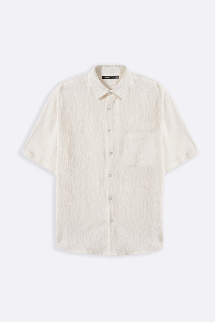 WHITE JACQUARD COTTON SHIRT