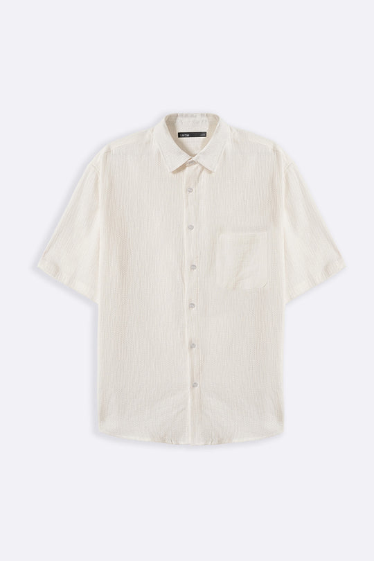 WHITE JACQUARD COTTON SHIRT