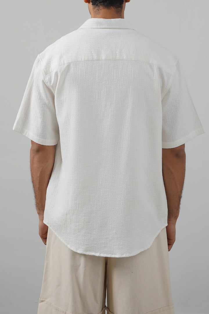 WHITE JACQUARD COTTON SHIRT