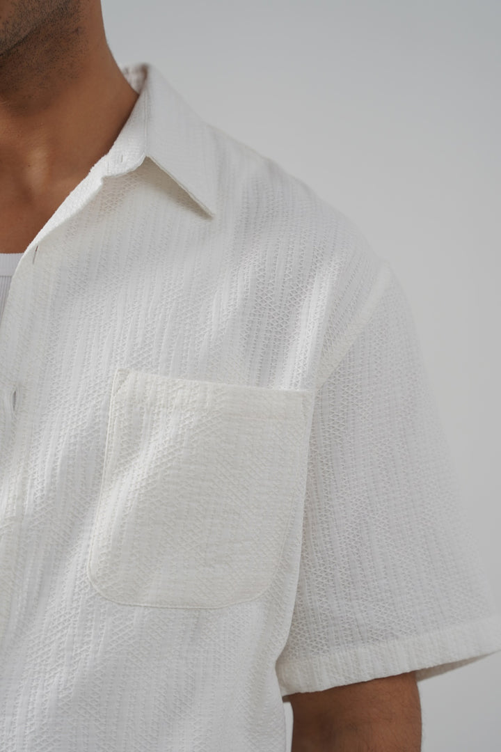 WHITE JACQUARD COTTON SHIRT