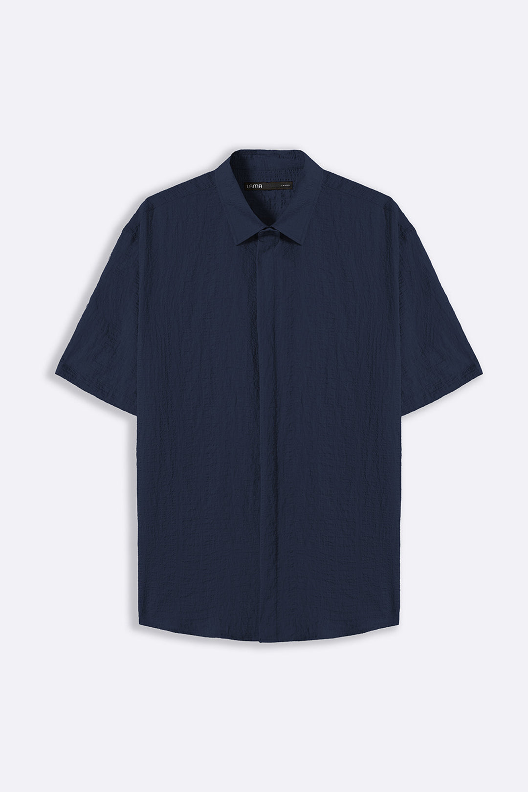 NAVY SEERSUCKER HALFSLEEVES SHIRT