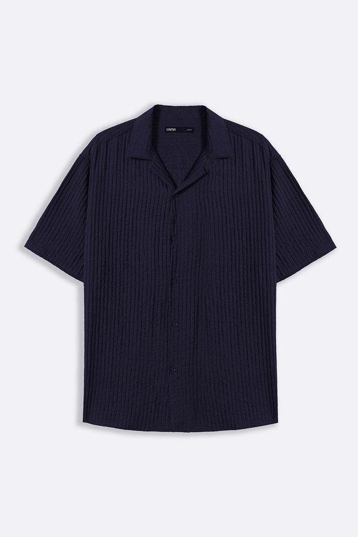 NAVY CACTUS SILK SHIRT