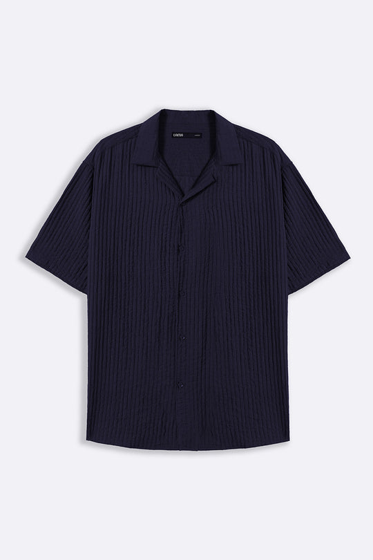 NAVY CACTUS SILK SHIRT