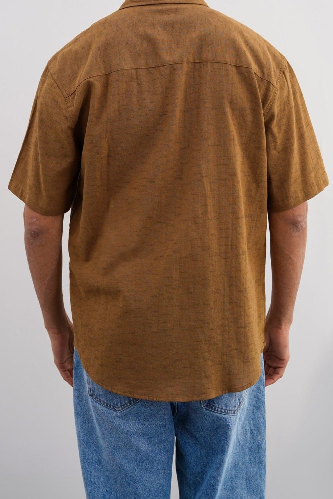 BROWN SLUB TEXTURED SHIRT