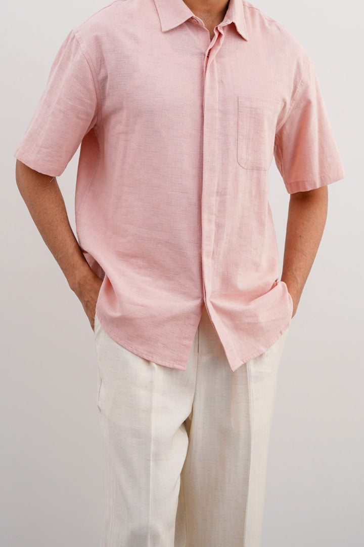 PINK SLUB TEXTURED SHIRT