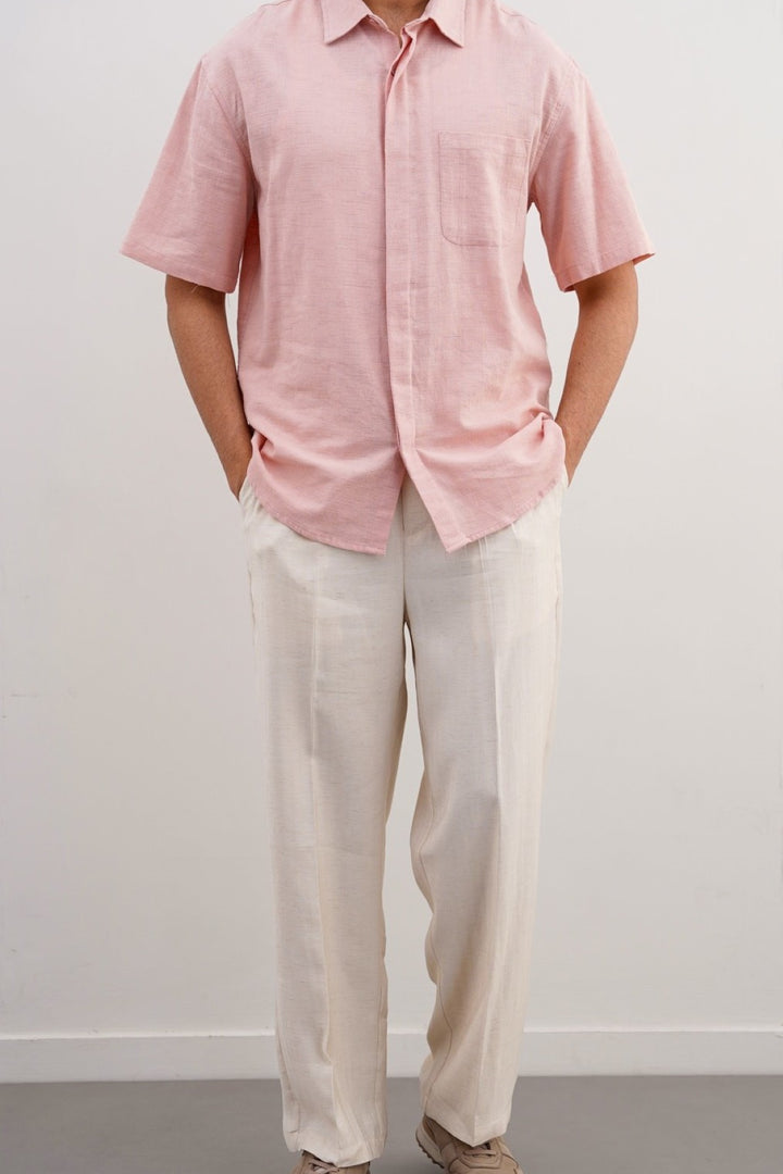 PINK SLUB TEXTURED SHIRT