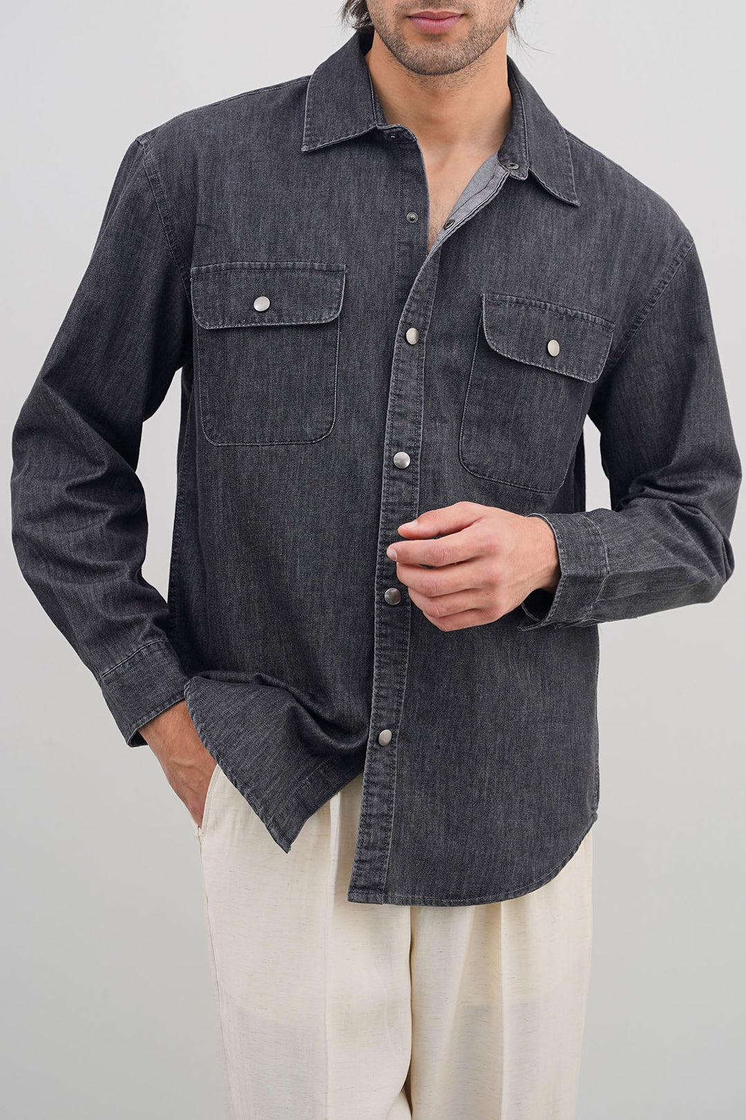 BLACK DENIM SHIRT