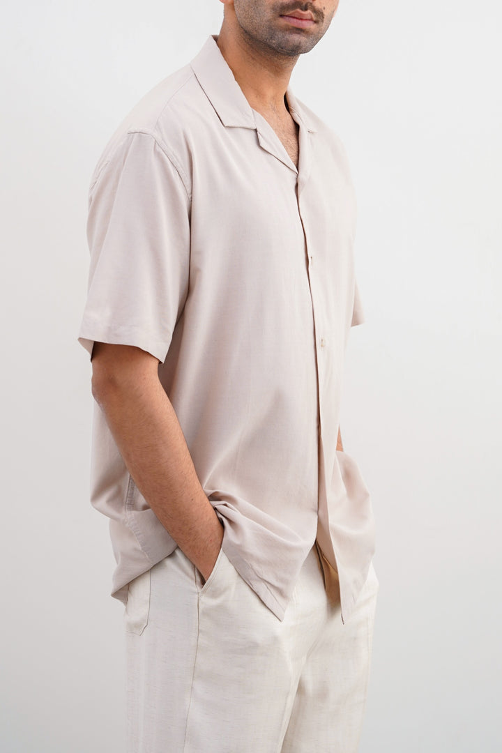 BEIGE BASIC SAFARI SHIRT